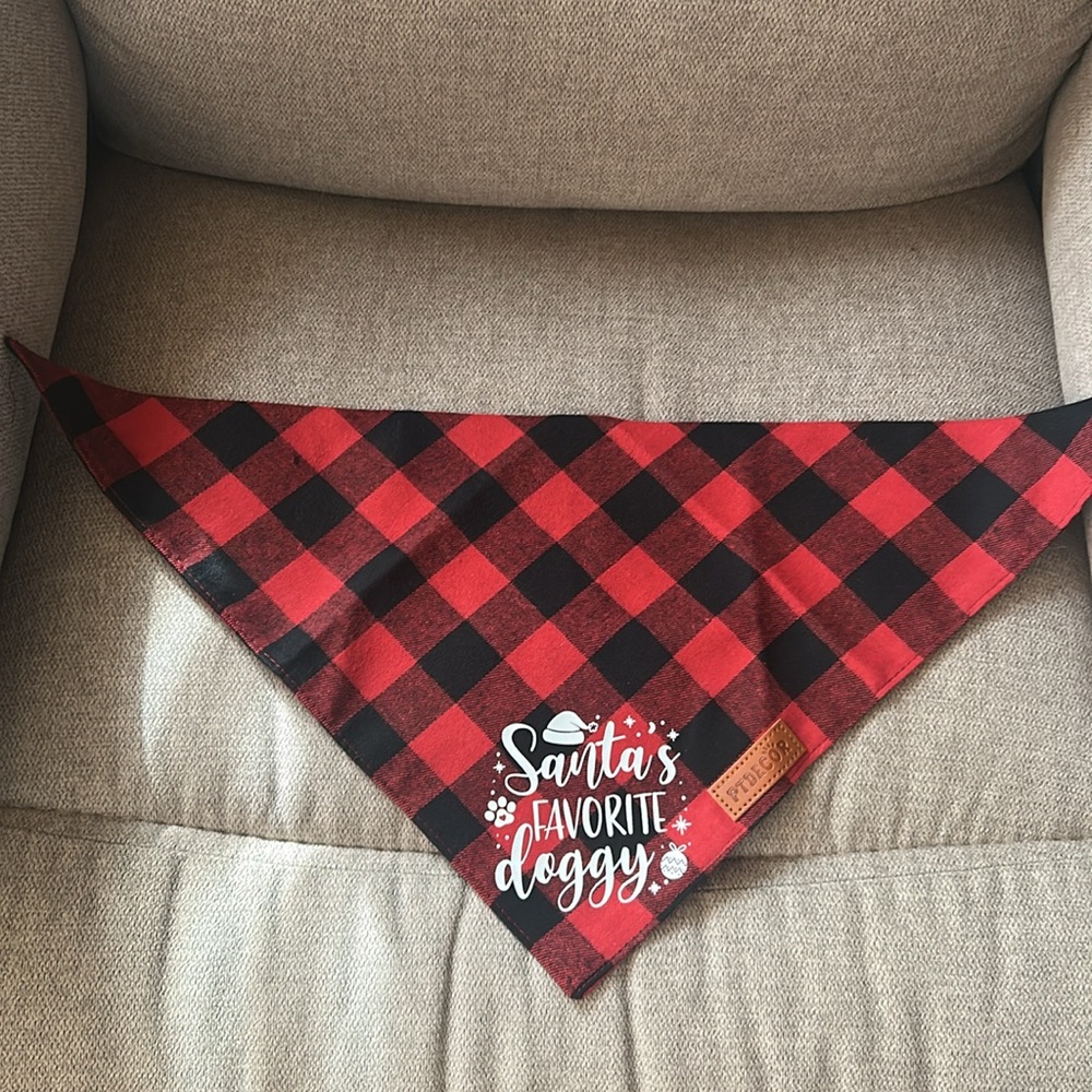 Red and Black Plaid Dog Bandana, NWOT